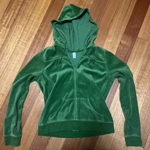 Green velvet vintage zip up